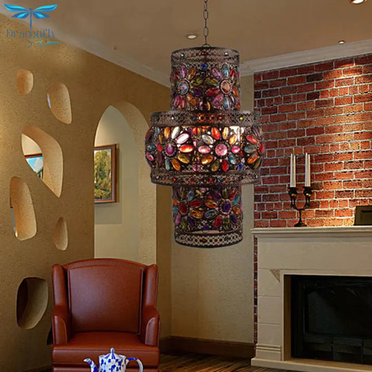 Antique Black Cylinder/Oval Dining Room Suspension Lighting