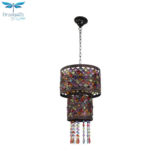 Antique Black Cylinder/Oval Dining Room Suspension Lighting