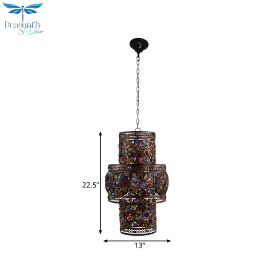 Antique Black Cylinder/Oval Dining Room Suspension Lighting