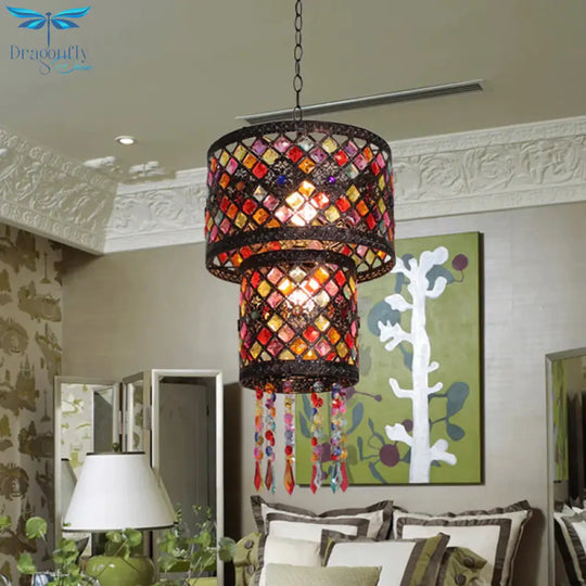 Antique Black Cylinder/Oval Dining Room Suspension Lighting