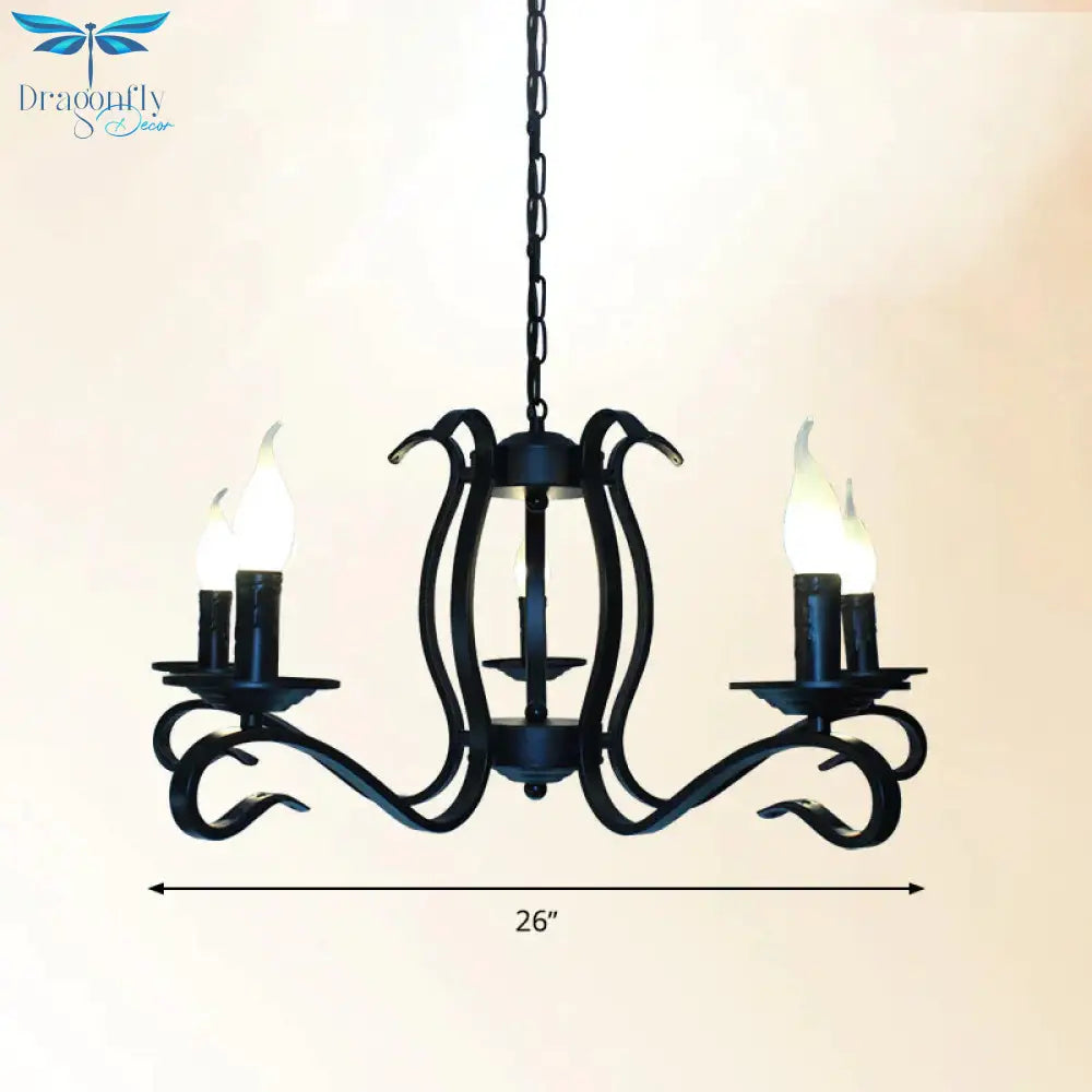 Antique Starburst Chandelier Lighting 5/6/8 Bulbs Metal Black Finish Hanging Pendant Lamp For