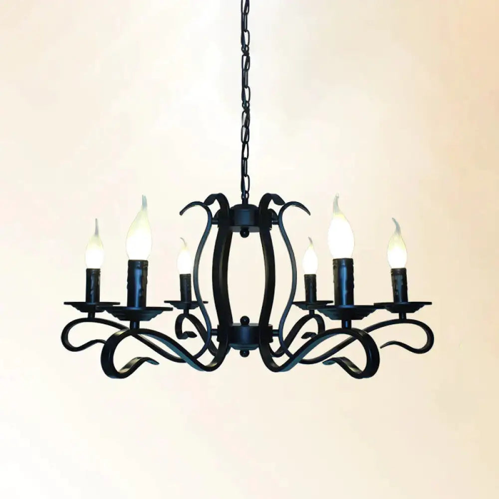 Antique Starburst Chandelier Lighting 5/6/8 Bulbs Metal Black Finish Hanging Pendant Lamp For