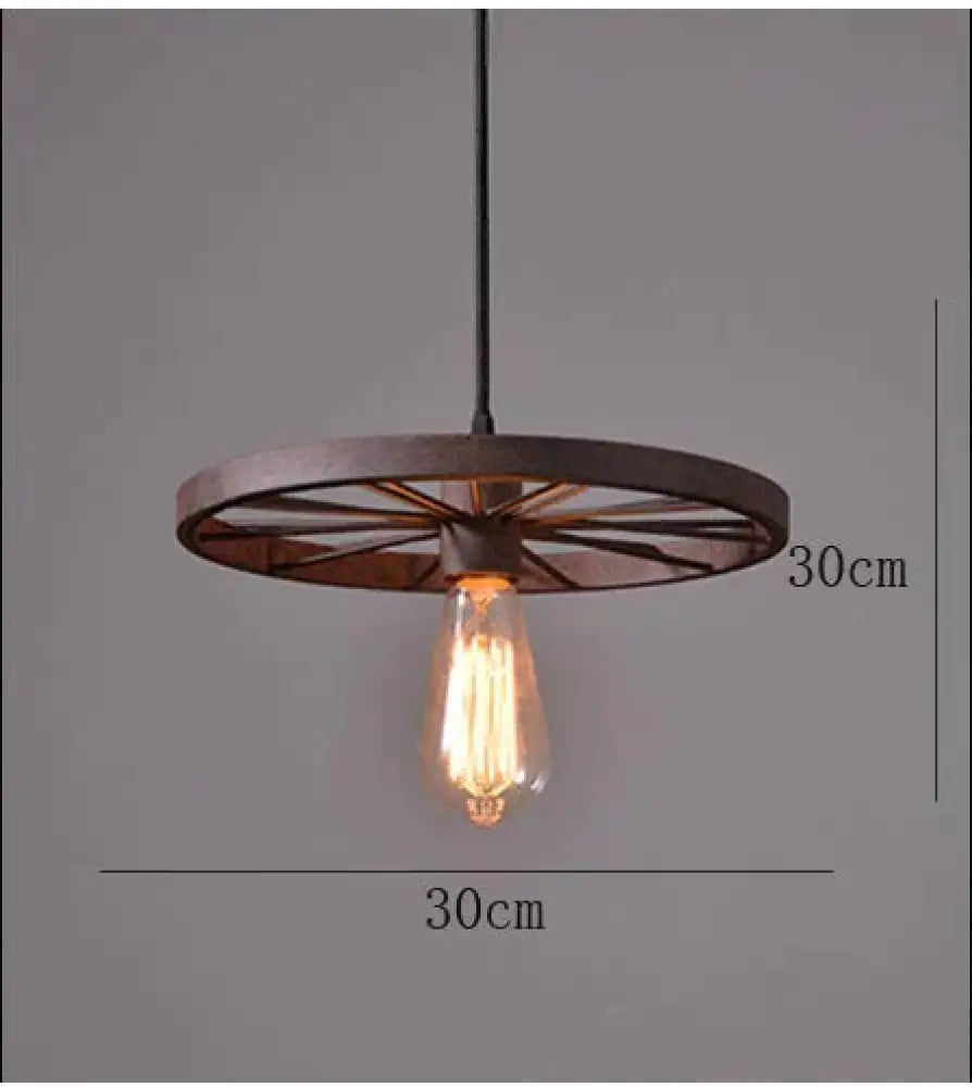 Antique Wheel Chandelier Creative Personality Retro Restaurant Bar Wrought Iron Rust Color / 1 Head