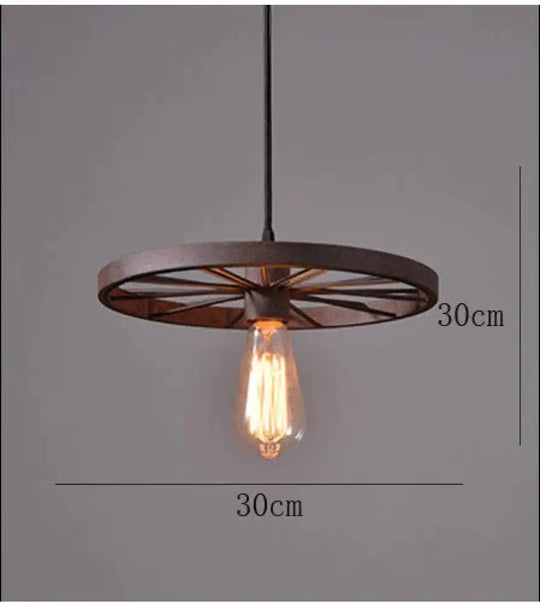 Antique Wheel Chandelier Creative Personality Retro Restaurant Bar Wrought Iron Rust Color / 1 Head