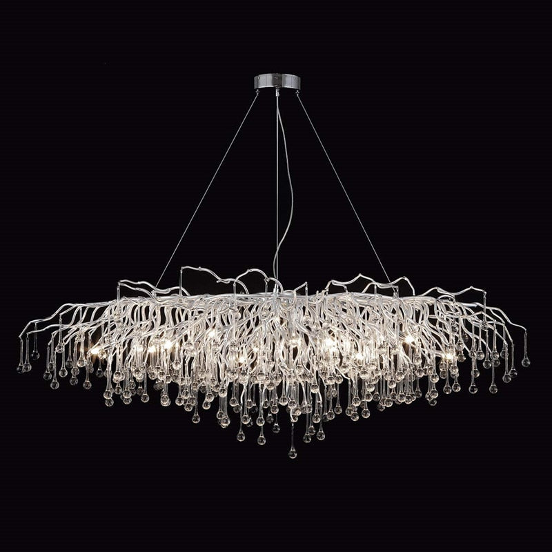 Anya - Led Crystal Chandeliers Long - 100Cm / Chrome Body Warm White Chandelier