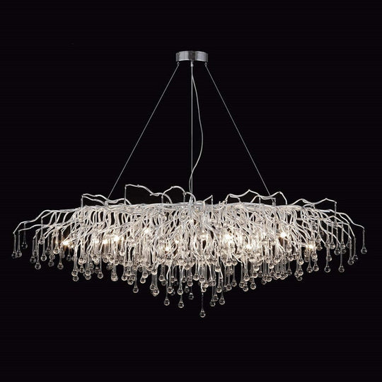 Anya - Led Crystal Chandeliers Long - 100Cm / Chrome Body Warm White Chandelier