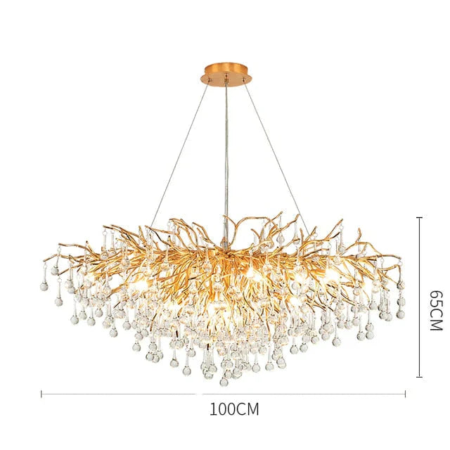 Anya - Led Crystal Chandeliers Long - 100Cm / Gold Body Warm White Chandelier