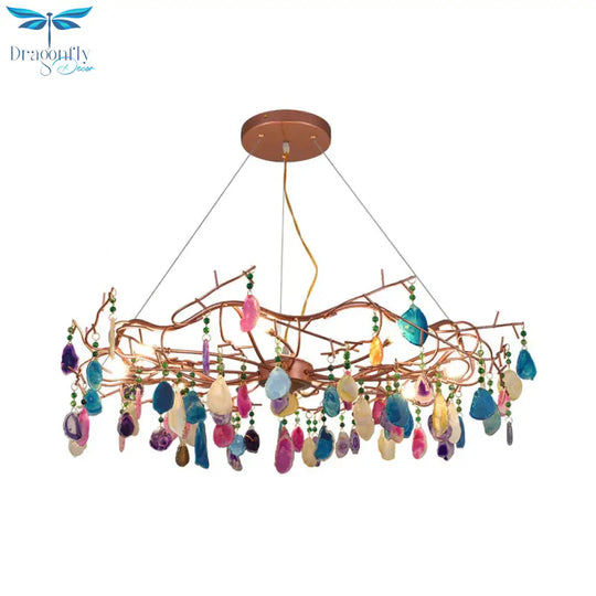 Art Deco Agate Multi Color Hanging Lamp Fixture
