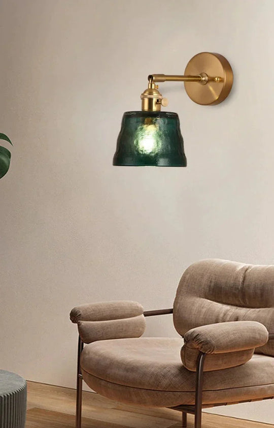Art Living Room Bedroom Balcony Mirror Bedside Brass Copper Wall Lamp Lamps