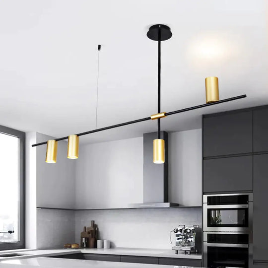 Asymmetrical Cylinder Chandelier Lighting Fixture Modern Metal 3/4/9 Heads Gold Ceiling Lamp For