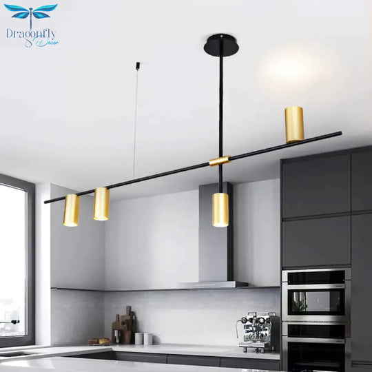Asymmetrical Cylinder Chandelier Lighting Fixture Modern Metal 3/4/9 Heads Gold Ceiling Lamp For