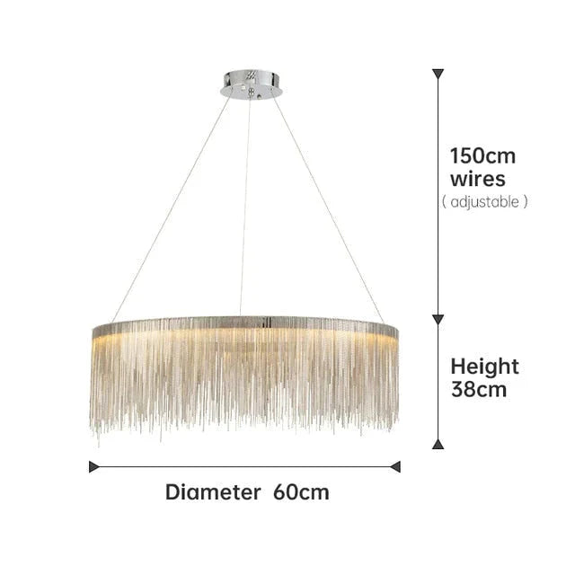 Aurora - Rectangle Led Chandelier Silver Dia60Cm / Three Color Change