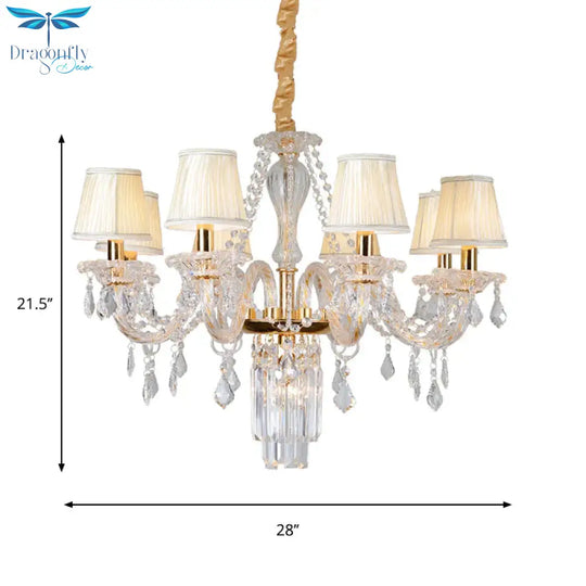 Bell/Candle Crystal Chandelier Light Vintage 8 Lights Dining Room Pendant In Gold With/Without