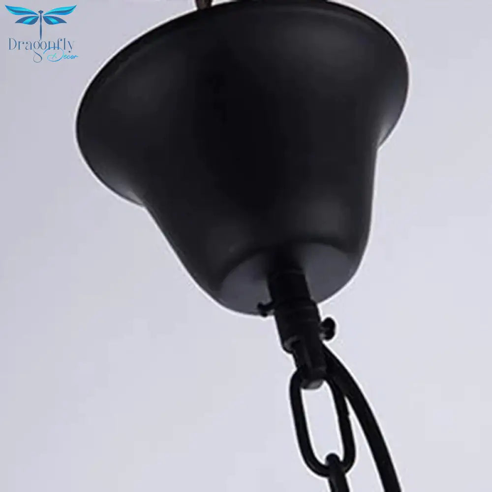 Bell Living Room Ceiling Chandelier Traditional Clear Ribbed Glass 4/6/8 Lights Black Hanging
