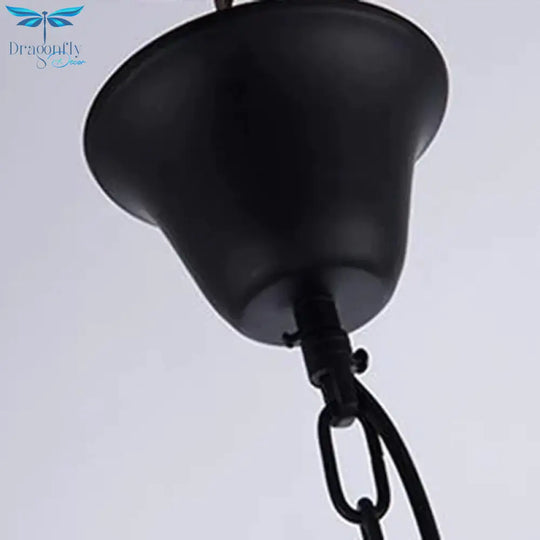 Bell Living Room Ceiling Chandelier Traditional Clear Ribbed Glass 4/6/8 Lights Black Hanging