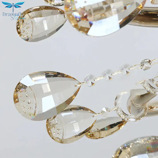 Bell Living Room Chandelier Lamp Traditional Crystal Drop 6/8 Lights Chrome Hanging Ceiling Light