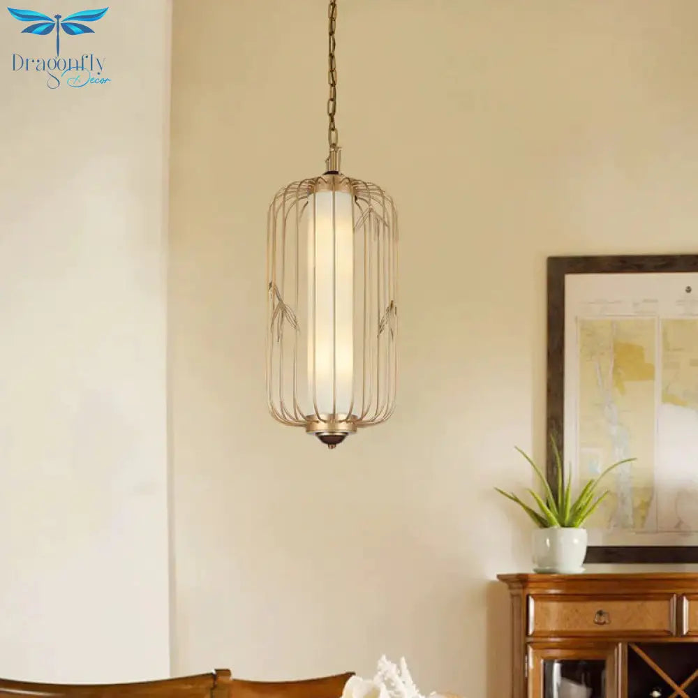Birdcage Dining Room Chandelier Lighting Classic Stylish Metal 2 Lights Gold Hanging Ceiling Light