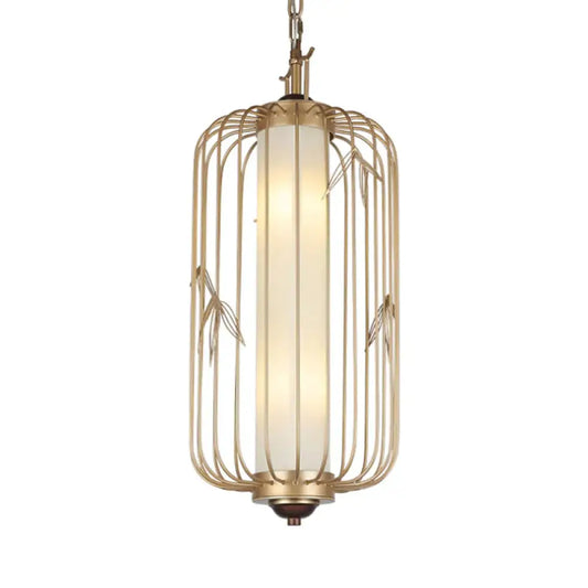 Birdcage Dining Room Chandelier Lighting Classic Stylish Metal 2 Lights Gold Hanging Ceiling Light