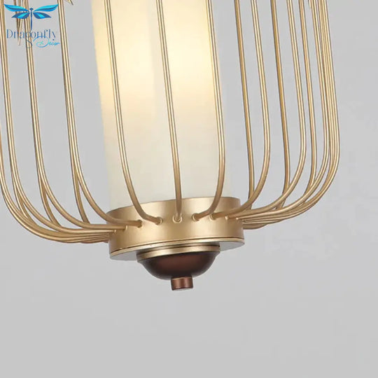 Birdcage Dining Room Chandelier Lighting Classic Stylish Metal 2 Lights Gold Hanging Ceiling Light