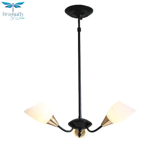Black 3/6/8 Lights Pendant Chandelier Classic Frosted Glass Oval Shade Hanging Light With Sputnik