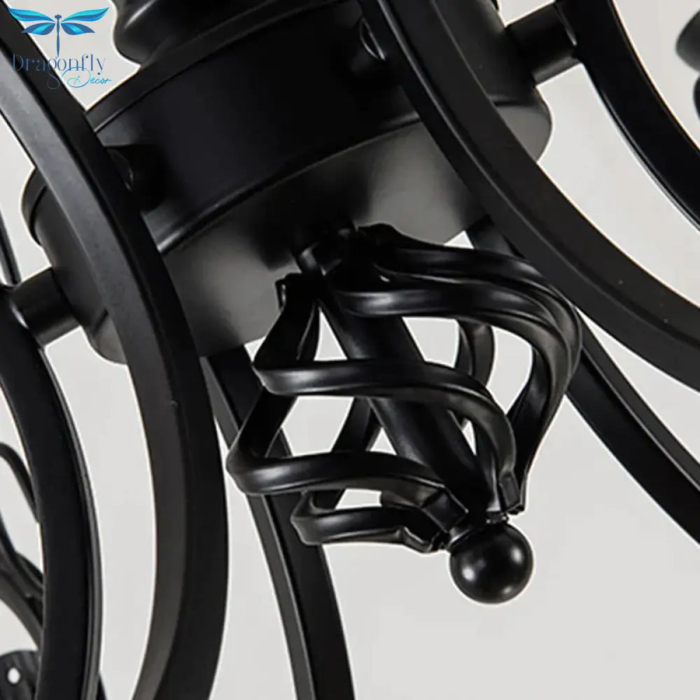 Black Candle Hanging Chandelier Traditionary Metal 3/4/5 Lights Living Room Ceiling Pendant Light