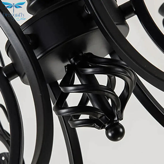 Black Candle Hanging Chandelier Traditionary Metal 3/4/5 Lights Living Room Ceiling Pendant Light