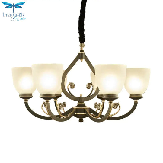 Black Curvy Arm Ceiling Pendant Light Traditional Metal 6/8 - Head Living Room Chandelier Lighting
