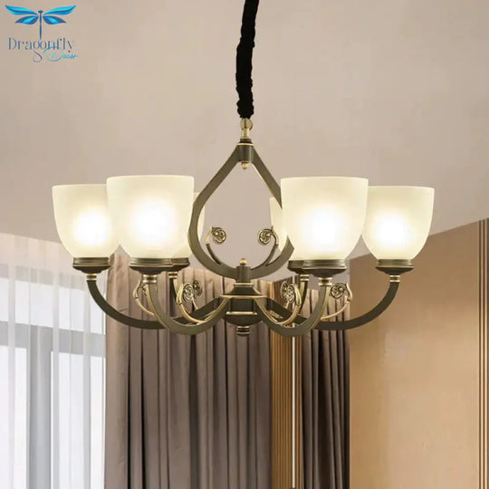 Black Curvy Arm Ceiling Pendant Light Traditional Metal 6/8 - Head Living Room Chandelier Lighting