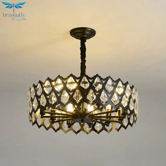 Black Cutouts Ceiling Hanging Light Modern Crystal - Encrusted 16’/21.5’ Wide 6/9 Bulbs Dining