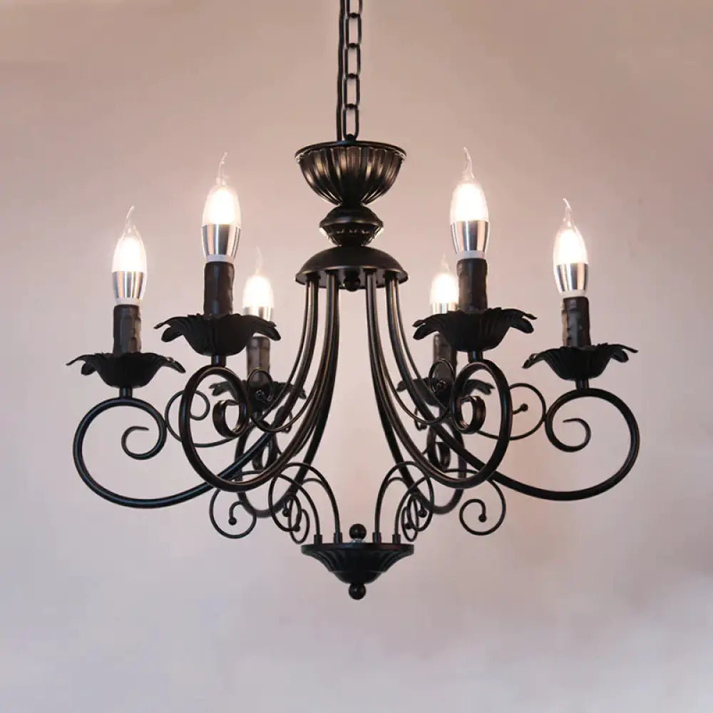 Black/White Finish Starburst Ceiling Chandelier Traditional Metal 3/6/8 Heads Living Room Pendant