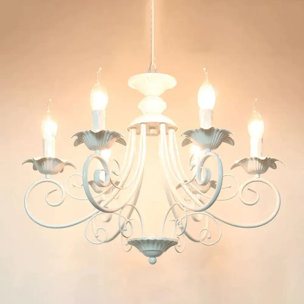Black/White Finish Starburst Ceiling Chandelier Traditional Metal 3/6/8 Heads Living Room Pendant