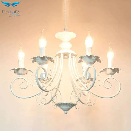 Black/White Finish Starburst Ceiling Chandelier Traditional Metal 3/6/8 Heads Living Room Pendant
