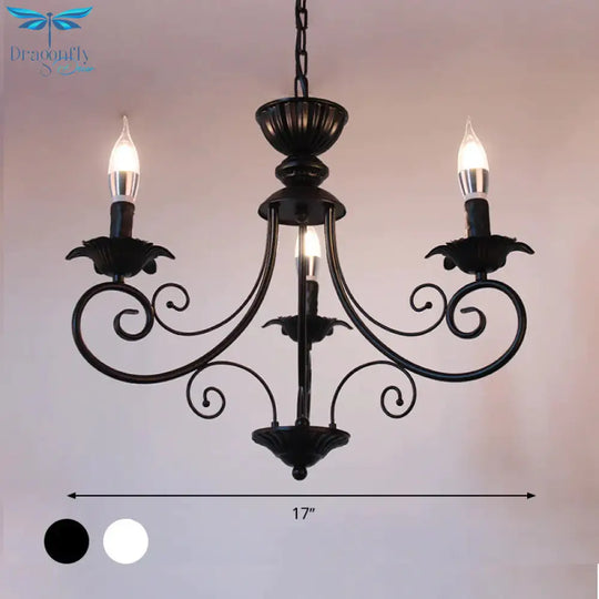 Black/White Finish Starburst Ceiling Chandelier Traditional Metal 3/6/8 Heads Living Room Pendant