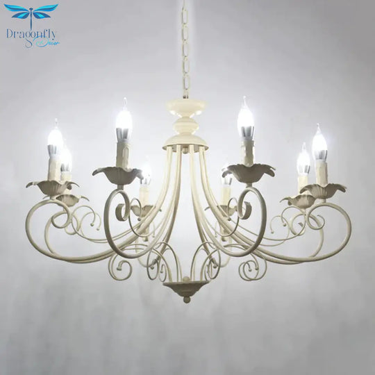 Black/White Finish Starburst Ceiling Chandelier Traditional Metal 3/6/8 Heads Living Room Pendant