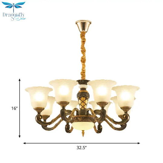 Blossom Frosted Glass Pendant Chandelier Vintage Style 6/8 Bulbs Guest Room Suspended Lighting