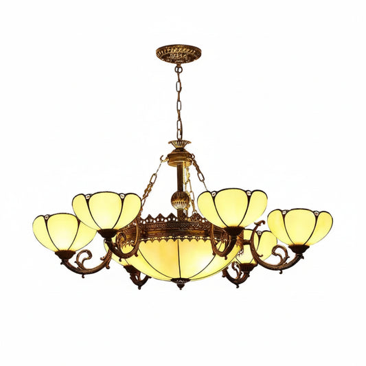 Blossom Yellow Glass Pendant Chandelier Baroque 8 Lights Black Drop Lamp For Bedroom