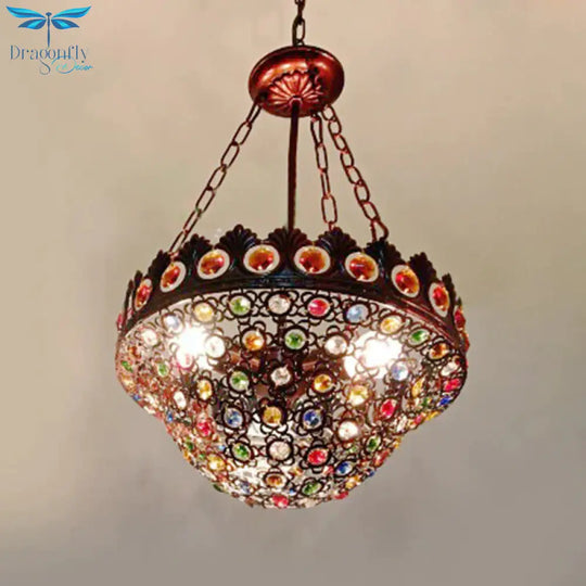 Bohemian Brass Bowl Dining Room Suspension Metal Chandelier Pendant Light