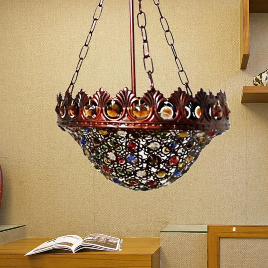 Bohemian Brass Bowl Dining Room Suspension Metal Chandelier Pendant Light