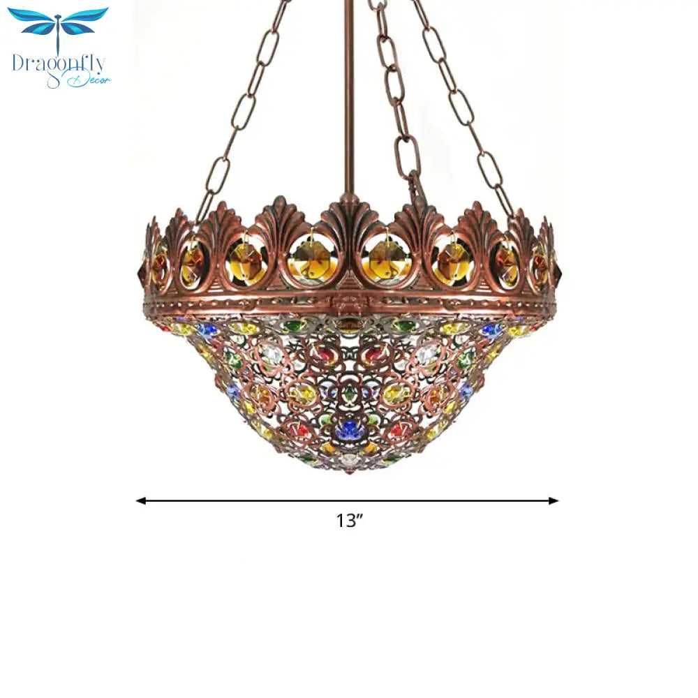 Bohemian Brass Bowl Dining Room Suspension Metal Chandelier Pendant Light