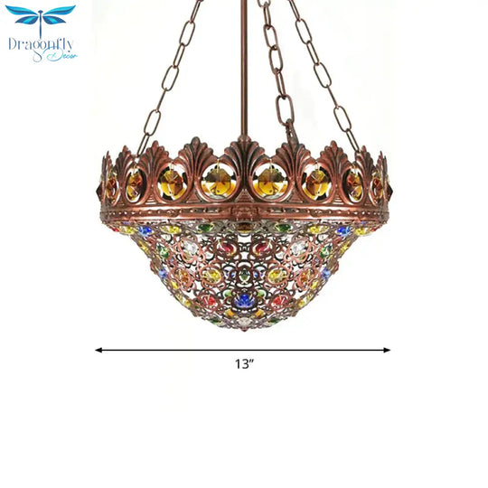 Bohemian Brass Bowl Dining Room Suspension Metal Chandelier Pendant Light