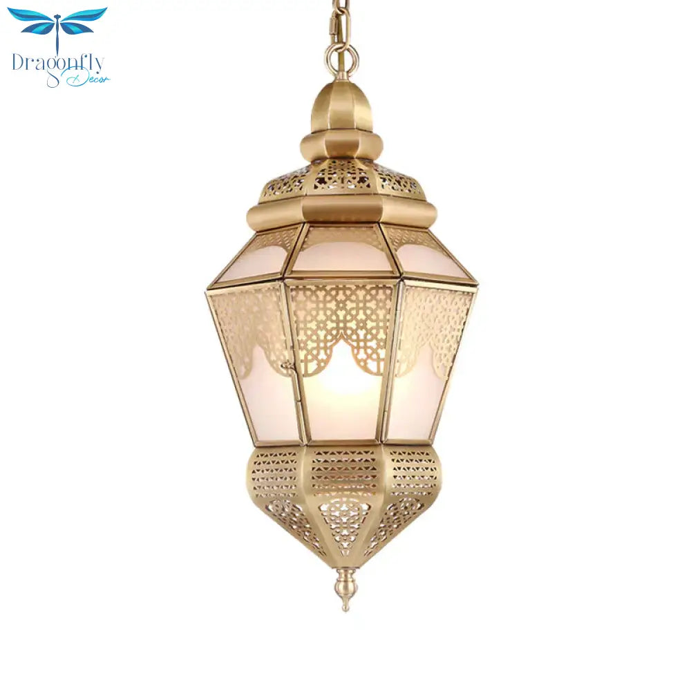 Brass 2 Lights Hanging Ceiling Light Arab Style Metal Lantern Chandelier Lighting For Coffee Shop