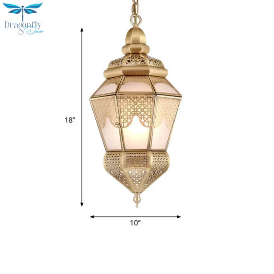 Brass 2 Lights Hanging Ceiling Light Arab Style Metal Lantern Chandelier Lighting For Coffee Shop