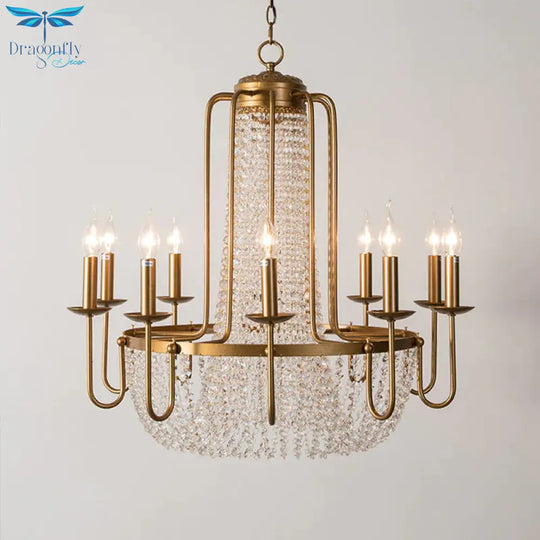 Brass 6/8/10 Lights Chandelier Simple Crystal Candle - Style Suspension Pendant Light For Living