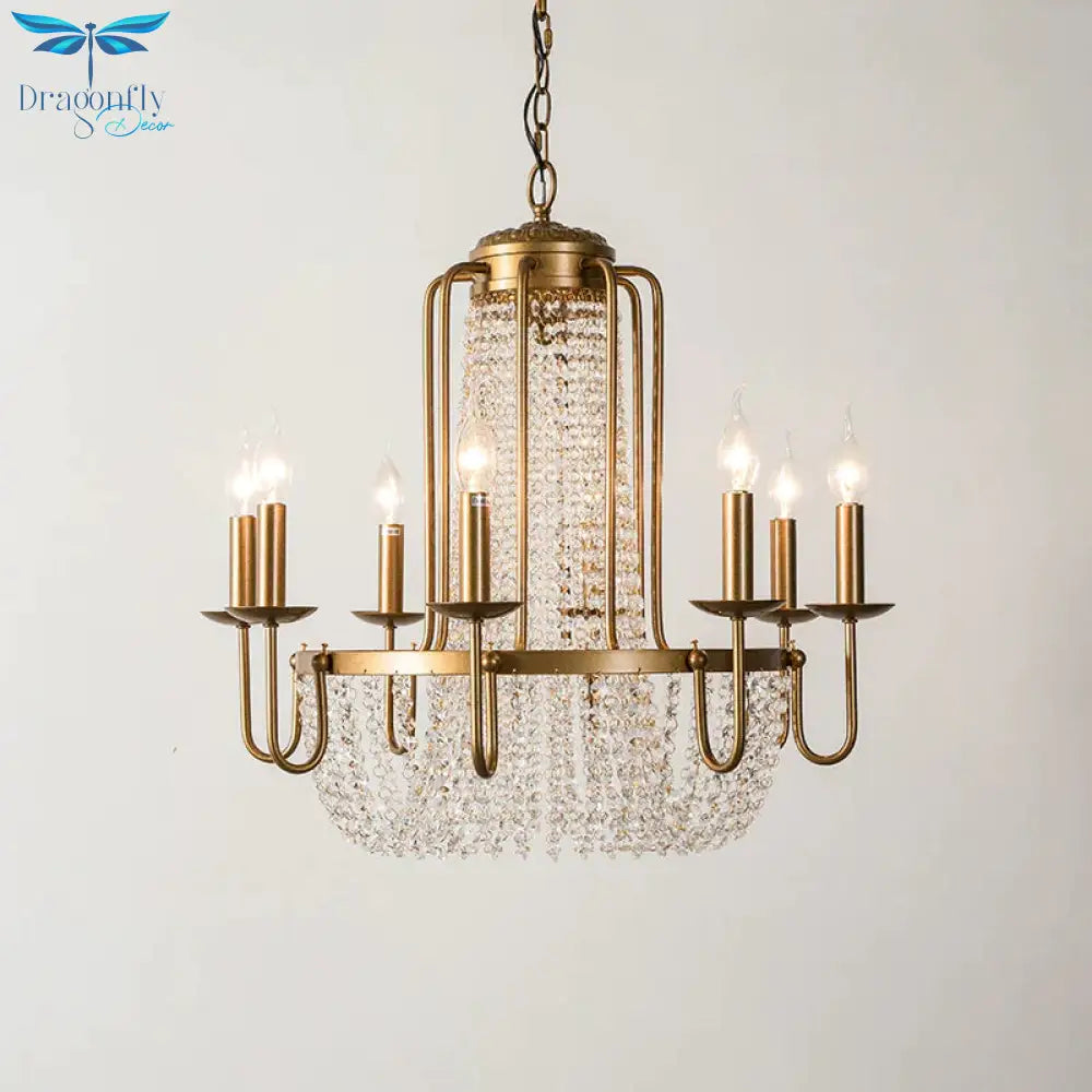 Brass 6/8/10 Lights Chandelier Simple Crystal Candle - Style Suspension Pendant Light For Living