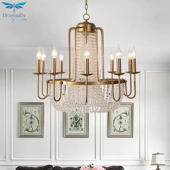 Brass 6/8/10 Lights Chandelier Simple Crystal Candle - Style Suspension Pendant Light For Living