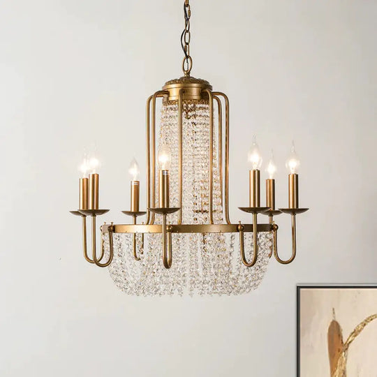 Brass 6/8/10 Lights Chandelier Simple Crystal Candle - Style Suspension Pendant Light For Living