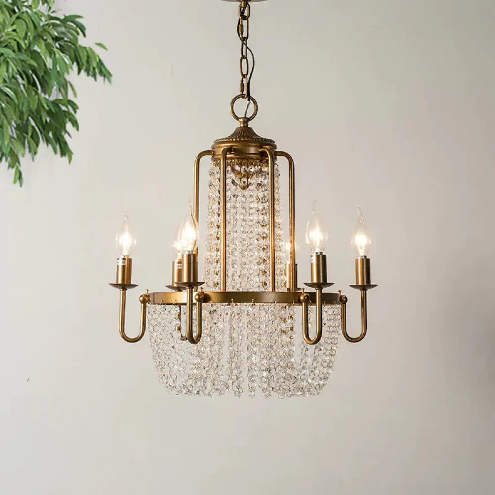 Brass 6/8/10 Lights Chandelier Simple Crystal Candle - Style Suspension Pendant Light For Living