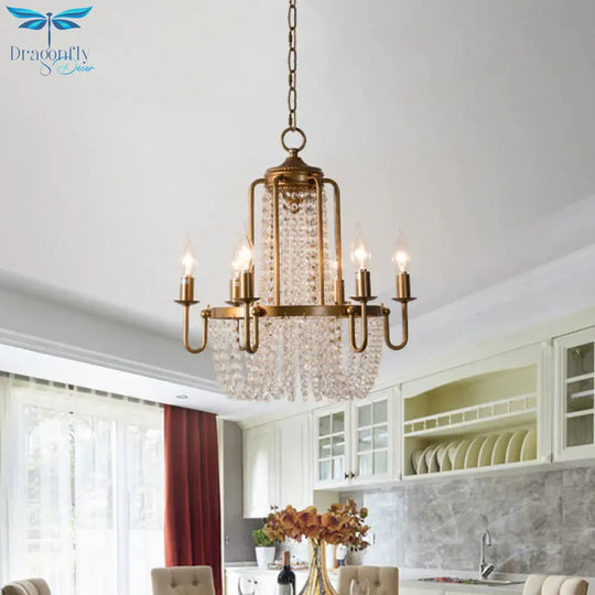 Brass 6/8/10 Lights Chandelier Simple Crystal Candle - Style Suspension Pendant Light For Living