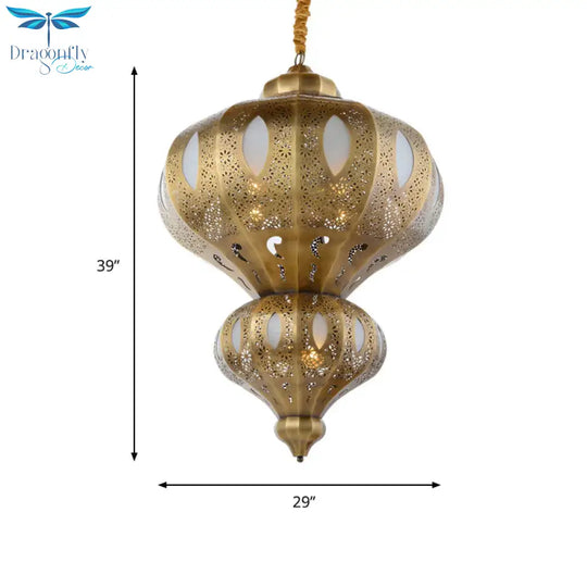 Brass 8 Heads Hanging Pendant Light Arab Meta Gourd Shape Chandelier Lighting Fixture