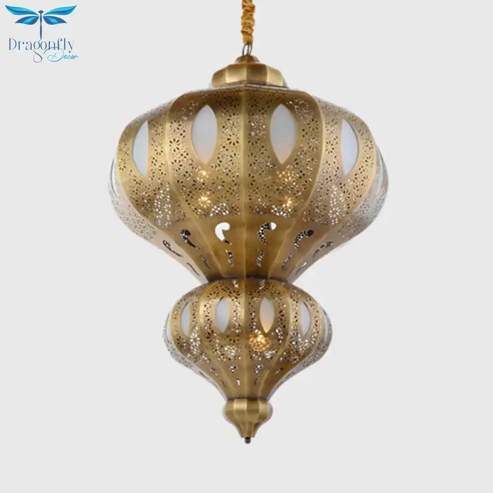 Brass 8 Heads Hanging Pendant Light Arab Meta Gourd Shape Chandelier Lighting Fixture